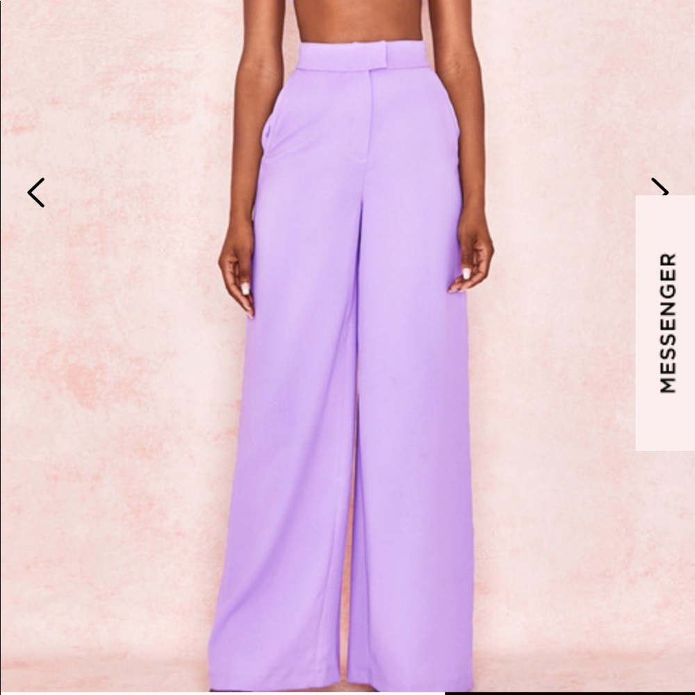 VIOLET CREPE WIDE LEG TROUSERS